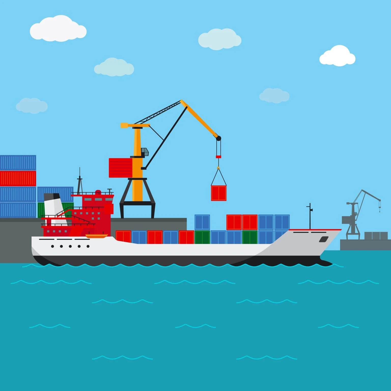 Cargo ship unloading consignment